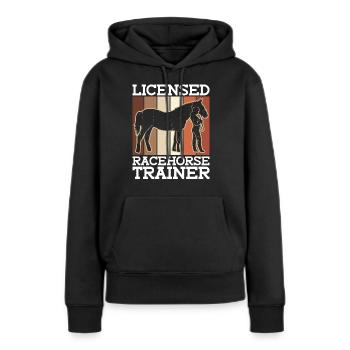 Entraîneur de chevaux de course agréé - Entraîneur de chevaux - Sweat à capuche Premium bio Femme - noir - Devant - Julia (174cm)