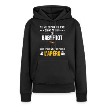 babyfoot ne dérangez pas sauf apéro - Sweat à capuche Premium bio Femme - noir - Devant - Julia (174cm)