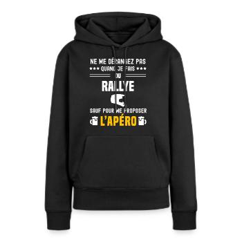rallye ne dérangez pas sauf apéro - Sweat à capuche Premium bio Femme - noir - Devant - Julia (174cm)