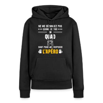 quad ne dérangez pas sauf apéro - Sweat à capuche Premium bio Femme - noir - Devant - Julia (174cm)