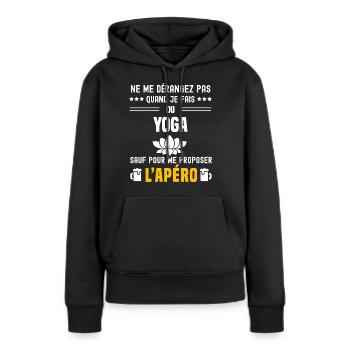 yoga lotus ne dérangez pas sauf apéro - Sweat à capuche Premium bio Femme - noir - Devant - Julia (174cm)