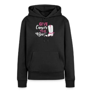 Donnez au cancer le laissez-passer de course - Sweat à capuche Premium bio Femme - noir - Devant - Julia (174cm)