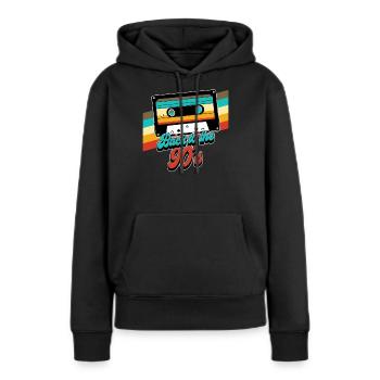 Retour des années 90 aux années 90 - Sweat à capuche Premium bio Femme - noir - Devant - Julia (174cm)