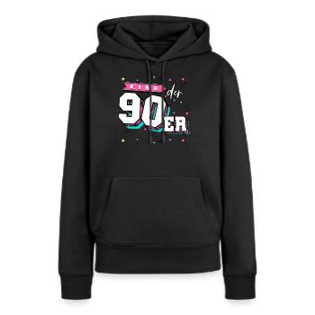 Enfants des années 90 des années 90 - Sweat à capuche Premium bio Femme - noir - Devant - Julia (174cm)