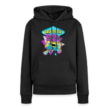 Retour des années 90 aux années 90 - Sweat à capuche Premium bio Femme - noir - Devant - Julia (174cm)