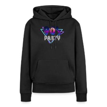 Fête des années 90 années 90 - Sweat à capuche Premium bio Femme - noir - Devant - Julia (174cm)