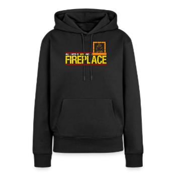 Kamin Ofen Wein Feuerstelle Kaminofen - Frauen Premium Bio Hoodie - Schwarz - Vorne - Julia (174cm)