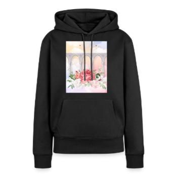 Angelcore Esthétique Roses Heaven Angels - Sweat à capuche Premium bio Femme - noir - Devant - Julia (174cm)
