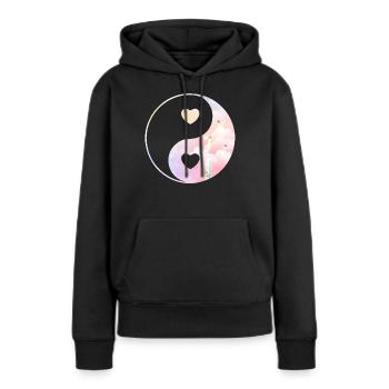 Angelcore Ästhetik Yin Yang Herz Ying Yang - Frauen Premium Bio Hoodie - Schwarz - Vorne - Julia (174cm)