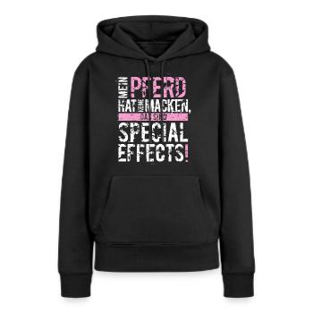 Mein Pferd hat keine Macken - Frauen Premium Bio Hoodie - Schwarz - Vorne - Julia (174cm)