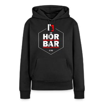 Hörbar CAP - Frauen Premium Bio Hoodie - Schwarz - Vorne - Julia (174cm)