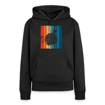 Onion Lover Retro Vegetables Vegan Gift idea - Frauen Premium Bio Hoodie - Schwarz - Vorne - Julia (174cm)