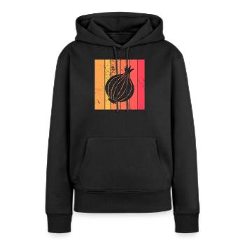 Onion Lover Retro Vegetables Vegan Gift idea - Frauen Premium Bio Hoodie - Schwarz - Vorne - Julia (174cm)