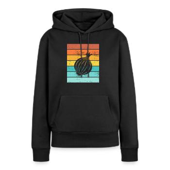 Onion Lover Retro Vegetables Vegan Gift idea - Frauen Premium Bio Hoodie - Schwarz - Vorne - Julia (174cm)