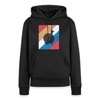 Onion Lover Retro Vegetables Vegan Gift idea - Frauen Premium Bio Hoodie - Schwarz - Vorne - Julia (174cm)