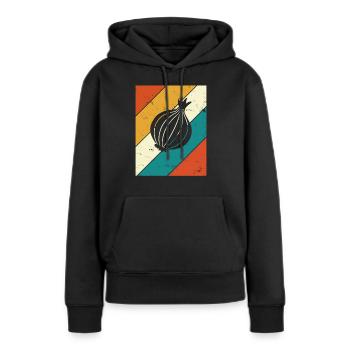 Onion Lover Retro Vegetables Vegan Gift idea - Frauen Premium Bio Hoodie - Schwarz - Vorne - Julia (174cm)