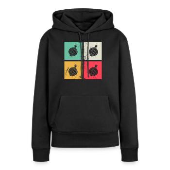 Onion Lover Retro Vegetables Vegan Gift idea - Frauen Premium Bio Hoodie - Schwarz - Vorne - Julia (174cm)