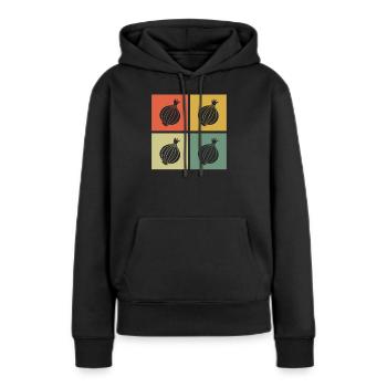Onion Lover Retro Vegetables Vegan Gift idea - Frauen Premium Bio Hoodie - Schwarz - Vorne - Julia (174cm)