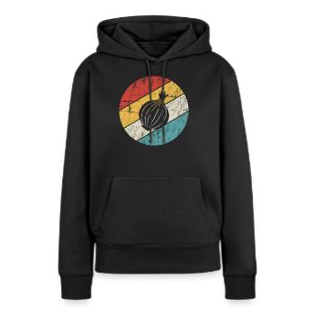 Onion Lover Retro Vegetables Vegan Gift idea - Frauen Premium Bio Hoodie - Schwarz - Vorne - Julia (174cm)