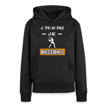 je peux pas j'ai baseball baseballeur baseball - Sweat à capuche Premium bio Femme - noir - Devant - Julia (174cm)