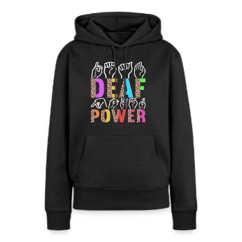 Sourds sourds-muets sourds sourds - Sweat à capuche Premium bio Femme - noir - Devant - Julia (174cm)