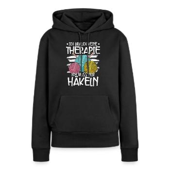 Häkeln - Frauen Premium Bio Hoodie - Schwarz - Vorne - Julia (174cm)