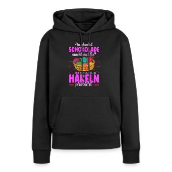 Häkeln - Frauen Premium Bio Hoodie - Schwarz - Vorne - Julia (174cm)