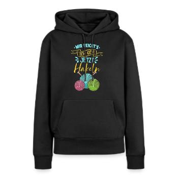 Häkeln - Frauen Premium Bio Hoodie - Schwarz - Vorne - Julia (174cm)