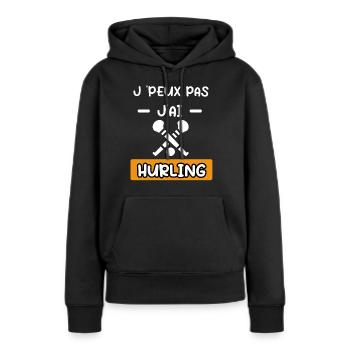 je peux pas j'ai hurling cadeau hurling - Sweat à capuche Premium bio Femme - noir - Devant - Julia (174cm)