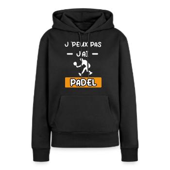 je peux pas j'ai padel cadeau padel - Sweat à capuche Premium bio Femme - noir - Devant - Julia (174cm)