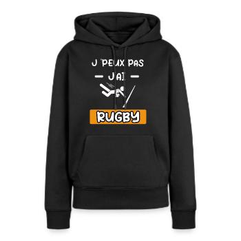je peux pas j'ai rugby cadeau rugby - Sweat à capuche Premium bio Femme - noir - Devant - Julia (174cm)