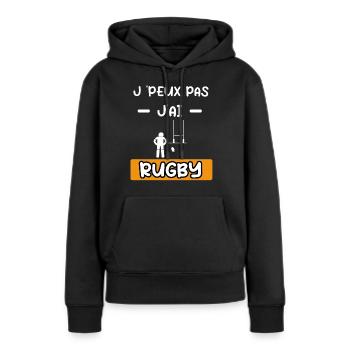 je peux pas j'ai rugby sport cadeau rugby - Sweat à capuche Premium bio Femme - noir - Devant - Julia (174cm)