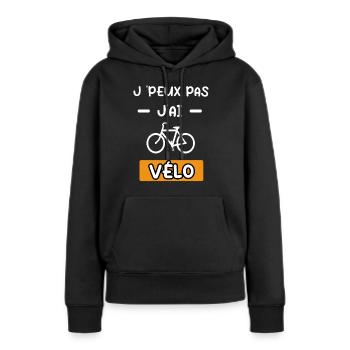 je peux pas j'ai vélo cadeau vélo - Sweat à capuche Premium bio Femme - noir - Devant - Julia (174cm)