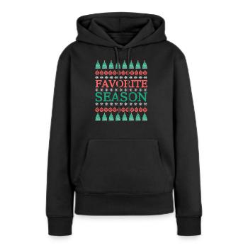 Beliebteste Jahreszeit Norweger Muster - Frauen Premium Bio Hoodie - Schwarz - Vorne - Julia (174cm)