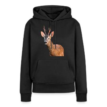 Reh - Frauen Premium Bio Hoodie - Schwarz - Vorne - Julia (174cm)