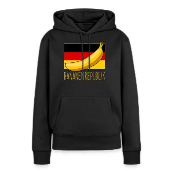 Bananenrepublik Flagge Deutschland - Frauen Premium Bio Hoodie - Schwarz - Vorne - Julia (174cm)