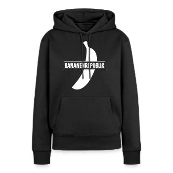 Bananen Bananenrepublik Banane - Frauen Premium Bio Hoodie - Schwarz - Vorne - Julia (174cm)