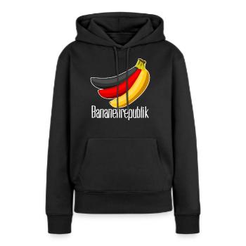 Bananenrepublik Deutschland Flagge - Frauen Premium Bio Hoodie - Schwarz - Vorne - Julia (174cm)