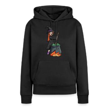 Hexe Kessel - Frauen Premium Bio Hoodie - Schwarz - Vorne - Julia (174cm)