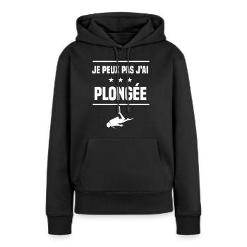 je peux pas j'ai plongée en apnée humour plongeur - Sweat à capuche Premium bio Femme - noir - Devant - Julia (174cm)