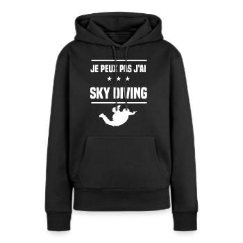 je peux pas j'ai sky diving humour parachutisme - Sweat à capuche Premium bio Femme - noir - Devant - Julia (174cm)