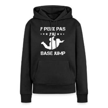 je peux pas j'ai base jump cadeau saut - Sweat à capuche Premium bio Femme - noir - Devant - Julia (174cm)