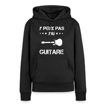 je peux pas j'ai guitare électrique cadeau - Sweat à capuche Premium bio Femme - noir - Devant - Julia (174cm)