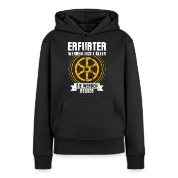Erfurter Spruch Erfurt - Frauen Premium Bio Hoodie - Schwarz - Vorne - Julia (174cm)