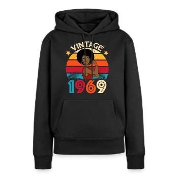 Vintage Afro Caribbean 1969 Jubiläum - Frauen Premium Bio Hoodie - Schwarz - Vorne - Julia (174cm)