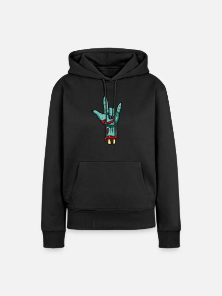 Zombie Hand Rock n Roll Bone Fingernails - Women’s Premium Organic Hoodie - black