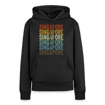 Singapour Singapour Retro Vintage - Sweat à capuche Premium bio Femme - noir - Devant - Julia (174cm)
