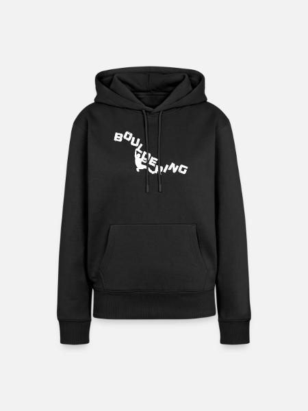Bouldern, Klettern Freiklettern Kletterhalle - Frauen Premium Bio Hoodie - Schwarz