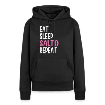 Funny Gymnast idea Eat Sleep Salto Repeat - Frauen Premium Bio Hoodie - Schwarz - Vorne - Julia (174cm)