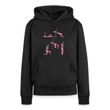 Skelett gym fitness Frauen Kettlebell get up - Frauen Premium Bio Hoodie - Schwarz - Vorne - Julia (174cm)